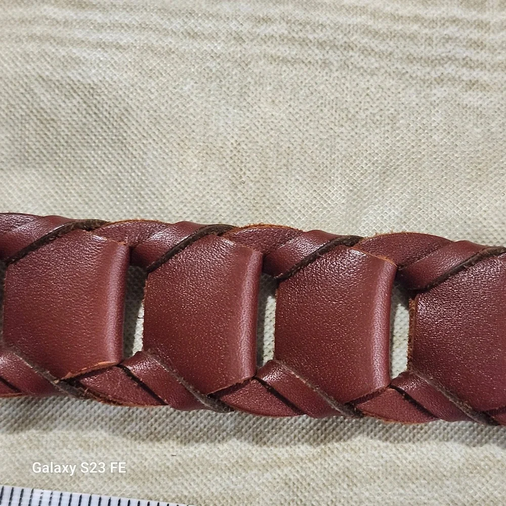 Unbranded Braided Leather Belt Mens 40 Brown Woven Distressed Buckle‎ 21180